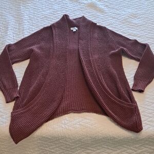 Market & Spruce Maroon Open-Front Cardigan